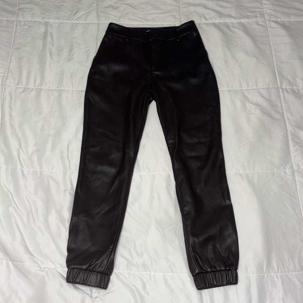 Bar III Black Faux Leather Pants